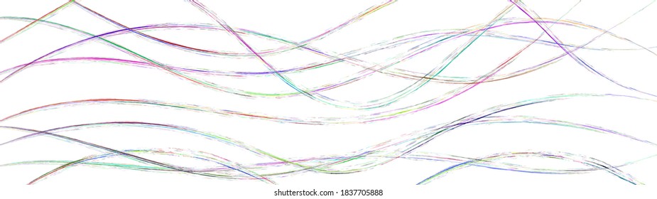Abstract background of wavy intertwining colored lines on white