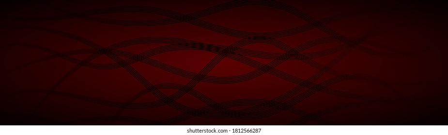Abstract background of wavy intertwining lines in dark red colors