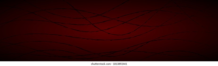 Abstract background of wavy intertwining lines in dark red colors