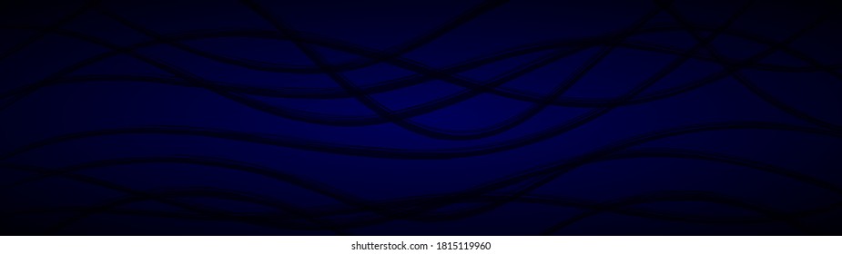 Abstract background of wavy intertwining lines in dark blue colors