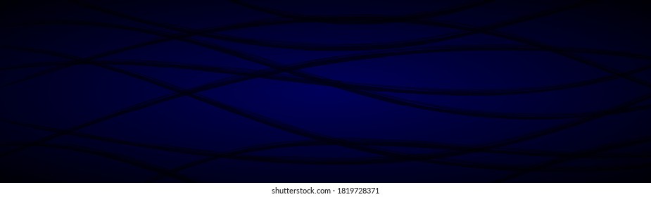 Abstract background of wavy intertwining lines in dark blue colors