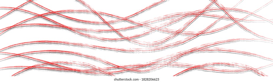 Abstract background of wavy intertwining lines with shadows, red on white