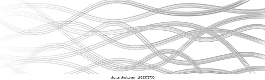 Abstract background of wavy intertwining lines, gray on white