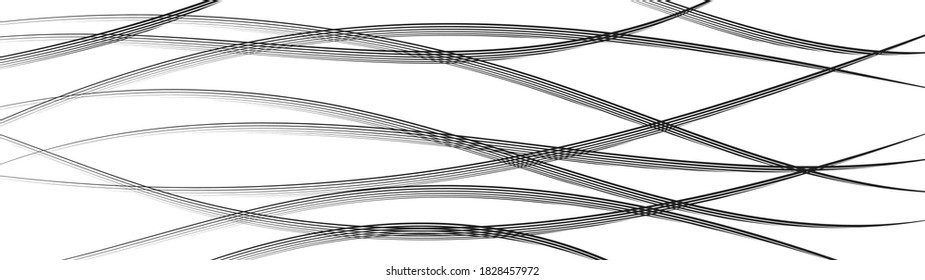 Abstract background of wavy intertwining lines, black on white