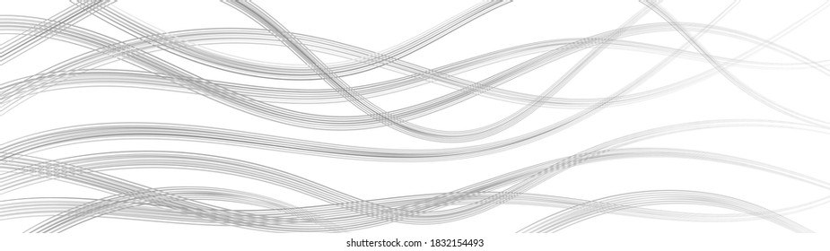 Abstract background of wavy intertwining lines, gray on white