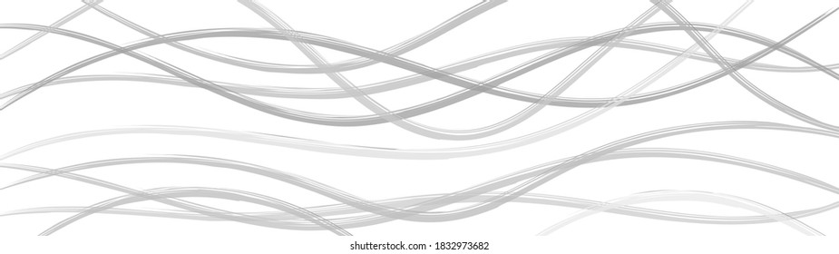 Abstract background of wavy intertwining lines, gray on white