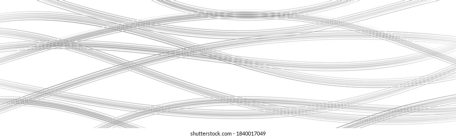 Abstract background of wavy intertwining lines, gray on white