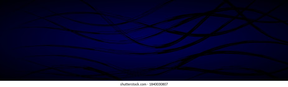 Abstract background of wavy intertwining lines in dark blue colors