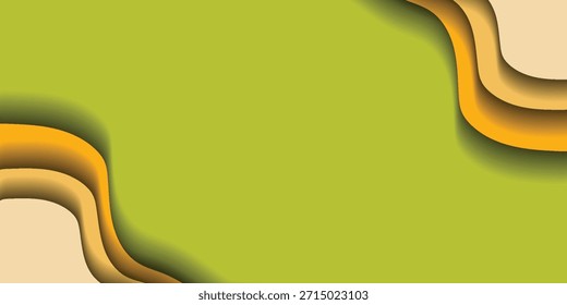 Fondo Abstractas con Formas onduladas de estilo cortado en papel en capas en tonos cálidos sobre un fondo verde, creando una sensación de profundidad y diseño moderno.