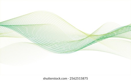 Abstract background with wavy line. Bright wavy sector abstract background. Abstract green and yellow wavy lines on white background.