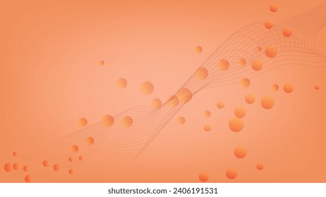 abstract background with wavy line and circle on orange color 