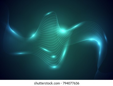 Abstract background wavy line in modern style, vector illustrations. glowing, bright curves of the line. The graphic design for use in the projects business, science, education and technology.