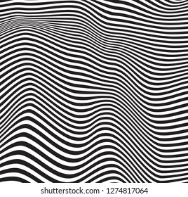 abstract background with wavy line. wave stripe wallpaper. black and white background of wave line.