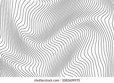 Abstract background with wavy lines. Black and white vector pattern.