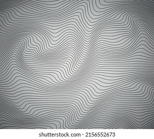 Abstract background with wavy lines. Black and gray vector pattern.