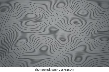 Abstract background with wavy lines. Black and white vector pattern.