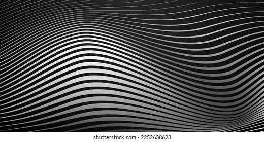 Abstract background of wavy lines in black and white colors