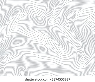 Abstract background with wavy lines. Black and white vector pattern.