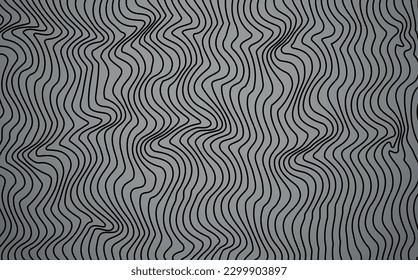 Fondo abstracto con líneas onduladas. Patrón vectorial negro y gris.