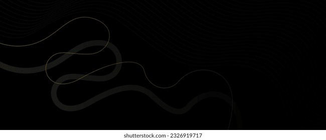 Abstract background with wavy lines in black and gold colors. Vector illustration