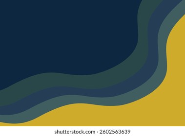 Abstract background with wavy lines in blue and yellow colors. Vector illustration