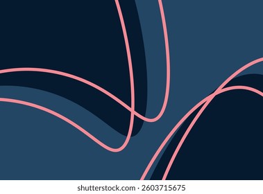 Abstract background with wavy lines in blue and pink colors. Vector illustration