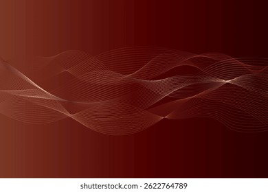 Abstract background of wavy lines in copper color palette, with gradient red background, creating a sense of depth and movement, dynamic flow, and convey energy and passion. 