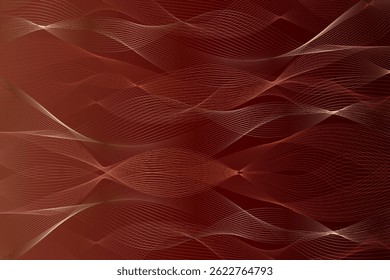 Fondo Abstractas de líneas onduladas en la paleta de colores de cobre, con fondo rojo degradado, creando una sensación de profundidad y movimiento, flujo dinámico y transmitir energía y pasión. 