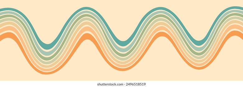 Abstract background wavy lines design rainbow colored vector illustration.