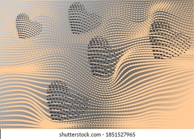 Abstract background of wavy lines and dots in shades of gray and beige.Vector illustration, 10 eps.