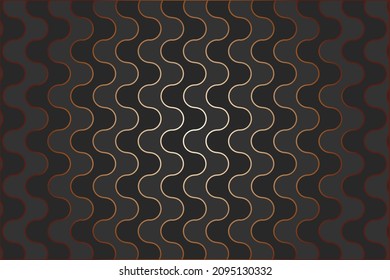 Fondo abstracto con líneas onduladas y gradiente dorado, formas negras y mate. Fondo vectorial de moda