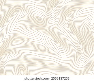 Abstract background with wavy lines. Golden and white vector pattern.