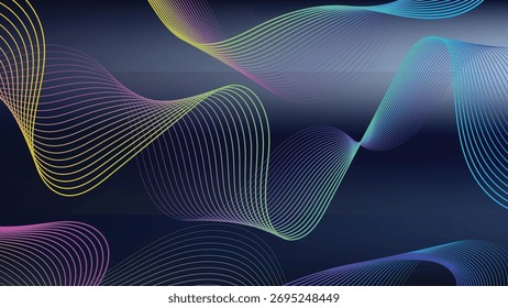 Abstract Background with Wavy Lines in Gradient Colors creating a Modern and Dynamic Visual Perfect for Digital Art Technology Concepts and Creative Design Projects