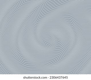 Abstract background with wavy lines. Gray and white vector pattern.