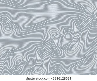 Abstract background with wavy lines. Gray and white vector pattern.