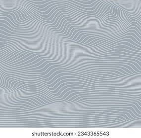 Abstract background with wavy lines. Gray and white vector pattern.