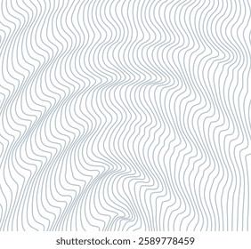 Abstract background with wavy lines. Gray and white vector pattern.