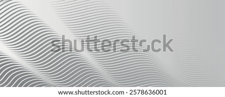 Abstract background with wavy lines. Gray background with smooth, flowing texture. Gray color enhances the modern, elegant style. Modern wavy line pattern background. Gray background vector.