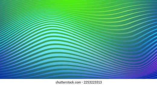 Fondo abstracto de las líneas onduladas en colores verde y azul
