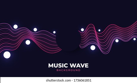 Abstract Background with Wavy Lines and Luminous Bubbles. Futuristic Science and Technology Background, Suitable for Banners, Posters, Layout, Wallpaper, Pages or Covers