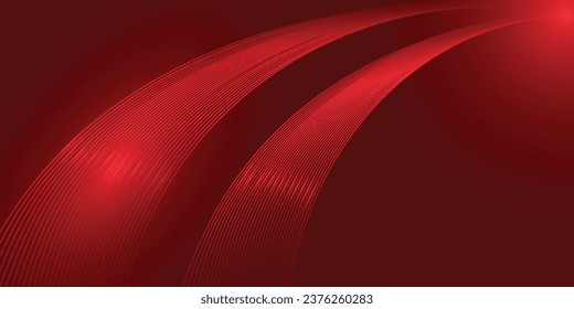 Abstract background of wavy lines in modern red color