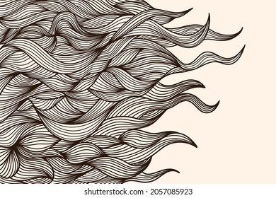 Abstract background with wavy lines on a beige background.