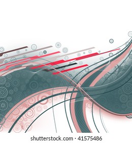 abstract background with wavy lines, ornament from spirals and technology elements
