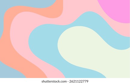 Fondo Abstractas con líneas onduladas en colores pastel. Ilustración vectorial.