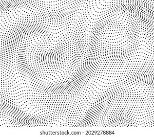 Fondo abstracto con líneas onduladas, puntos. Patrón vector blanco y negro.