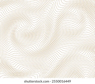 Abstract background with wavy lines., points. Golden and white vector pattern.