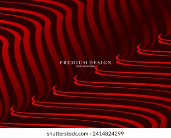 Fondo abstracto de las líneas onduladas en color rojo. Diseño moderno para banner, tarjeta, diseño web, banner, certificado, etc.