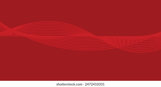 Abstract background of wavy lines in red colors