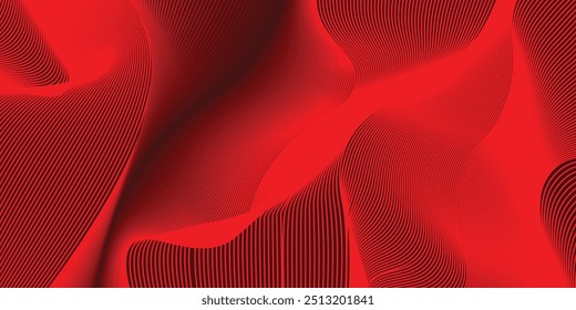Abstract background of wavy lines in red colors