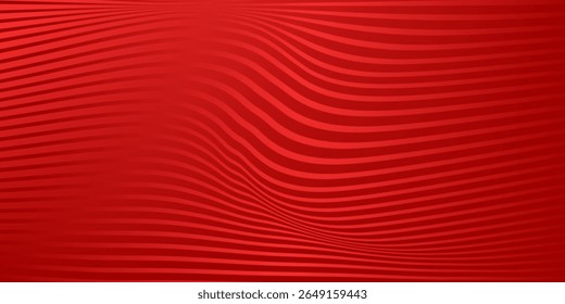 Abstract background of wavy lines in red colors